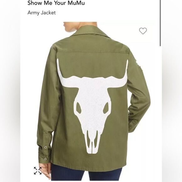 NWT Mumu Olive Army Jacket with Skull Graphic NWT - Picture 3 of 13